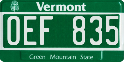 VT license plate OEF835