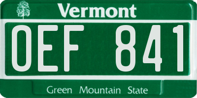 VT license plate OEF841