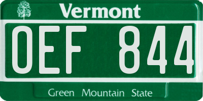 VT license plate OEF844