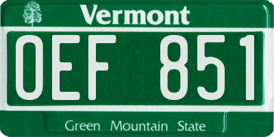 VT license plate OEF851