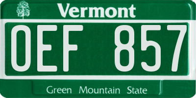 VT license plate OEF857