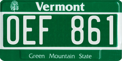 VT license plate OEF861