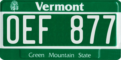 VT license plate OEF877