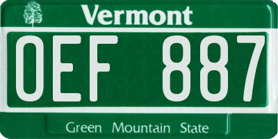 VT license plate OEF887