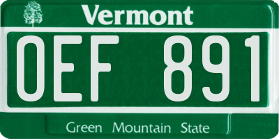 VT license plate OEF891