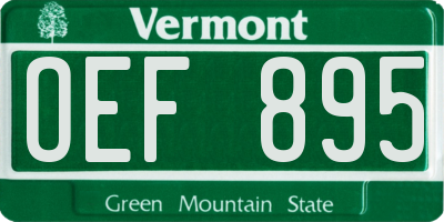 VT license plate OEF895