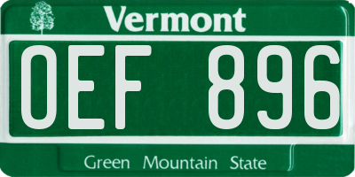 VT license plate OEF896