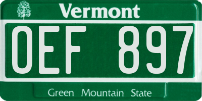 VT license plate OEF897