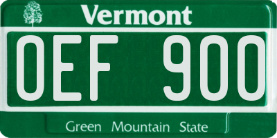 VT license plate OEF900