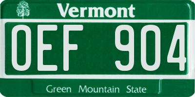VT license plate OEF904