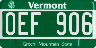 VT license plate OEF906