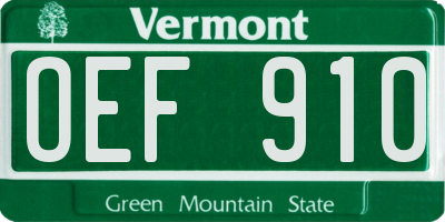 VT license plate OEF910