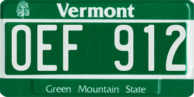 VT license plate OEF912