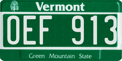 VT license plate OEF913
