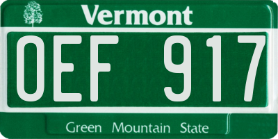 VT license plate OEF917