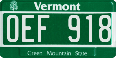 VT license plate OEF918