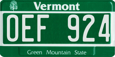 VT license plate OEF924