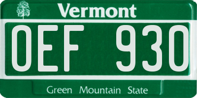 VT license plate OEF930