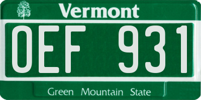 VT license plate OEF931