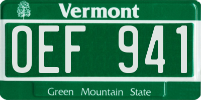 VT license plate OEF941