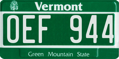 VT license plate OEF944