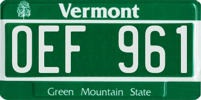 VT license plate OEF961