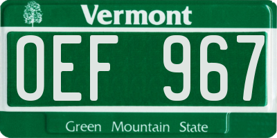 VT license plate OEF967