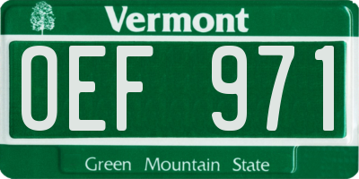 VT license plate OEF971