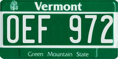 VT license plate OEF972