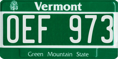 VT license plate OEF973