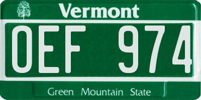 VT license plate OEF974