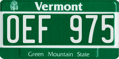 VT license plate OEF975