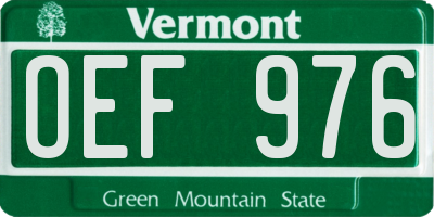 VT license plate OEF976