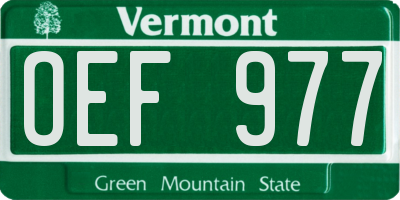 VT license plate OEF977