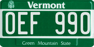 VT license plate OEF990