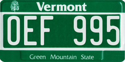 VT license plate OEF995