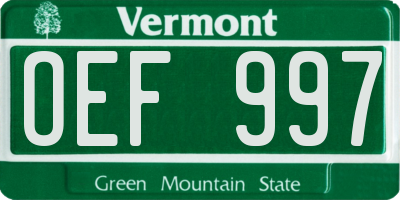 VT license plate OEF997