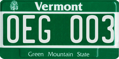 VT license plate OEG003