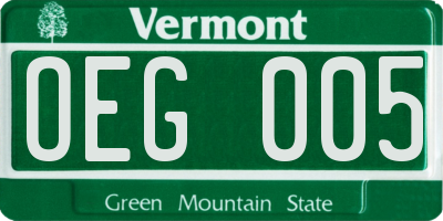 VT license plate OEG005