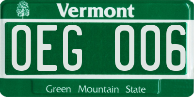 VT license plate OEG006