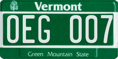 VT license plate OEG007
