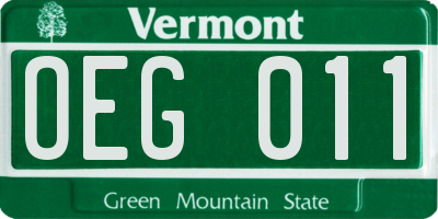 VT license plate OEG011