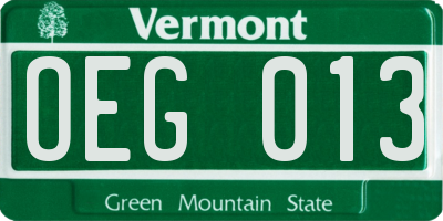 VT license plate OEG013