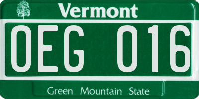 VT license plate OEG016