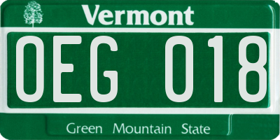 VT license plate OEG018