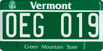 VT license plate OEG019