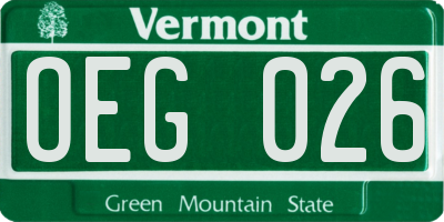 VT license plate OEG026