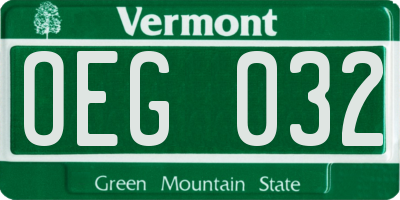VT license plate OEG032
