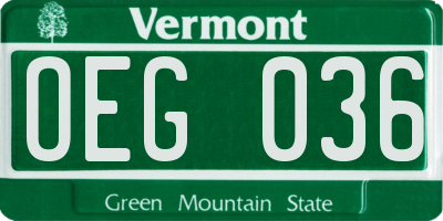 VT license plate OEG036