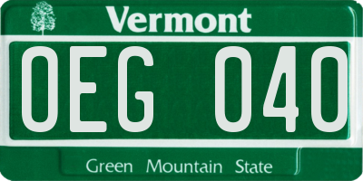 VT license plate OEG040